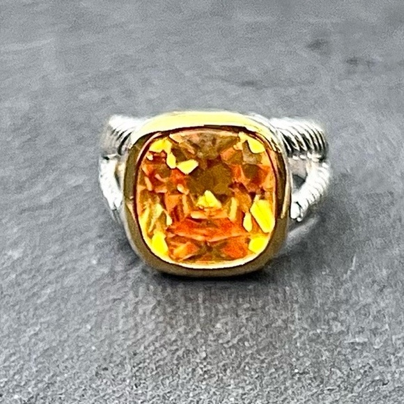 New Canary Yellow Sterling Silver Cable Ring - Picture 1 of 3